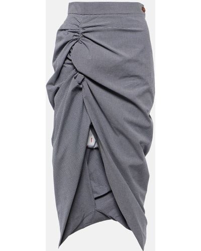 Vivienne Westwood Gingham Cotton Midi Skirt - Grey