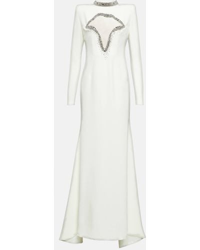 Miss Sohee Crystal-embellished Silk Cutout Gown - White