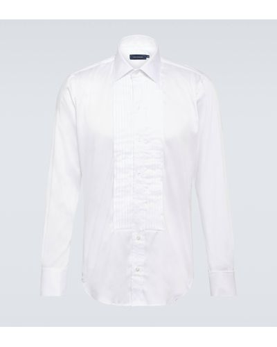 Thom Sweeney Cotton-blend Poplin Tuxedo Shirt - White