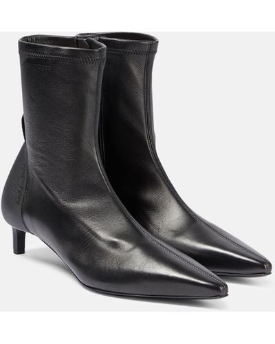 Courreges Scuba Leather Ankle Boots - Black