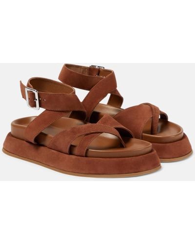 Gia Borghini Gia/rhw Rosie 41 Suede Platform Sandals - Brown