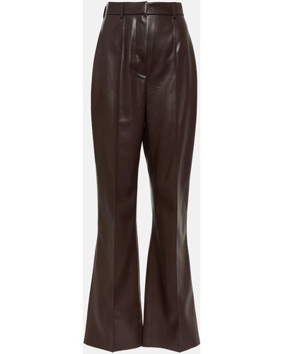 Nanushka Leena Faux Leather Flared Pants - Brown