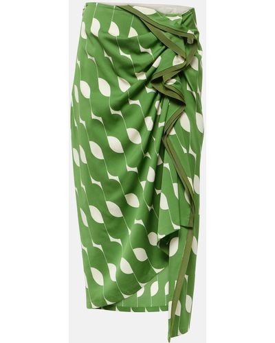 Dries Van Noten Silk-blend Midi Skirt - Green