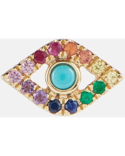 Sydney Evan Evil Eye 14kt Gold Single Earring With Turquoise And Diamonds - White