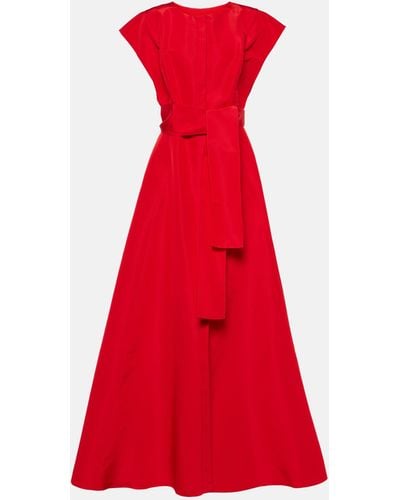 Carolina Herrera Belted Silk-mikado Gown - Red