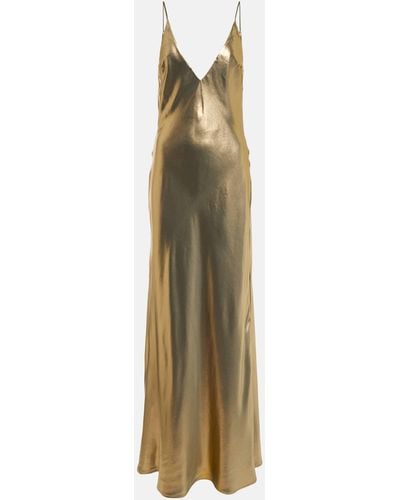 Galvan London Silk-satin Crepe Maxi Slip Dress - Metallic