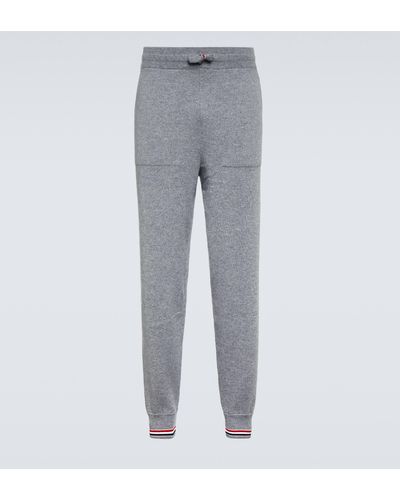 Thom Browne Rwb Stripe Cashmere Sweatpants - Grey