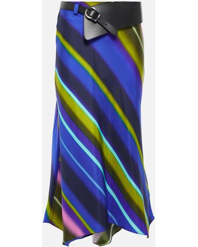 Dorothee Schumacher Striped Silk Twill Midi Skirt - Blue