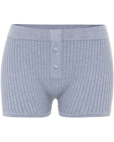 Live The Process Ribbed-knit Shorts - Blue
