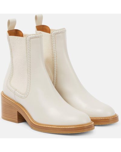 Chloé Chloe Mallo Leather Chelsea Boots - White