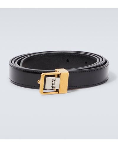 Saint Laurent La 66 Slim Leather Belt - Black