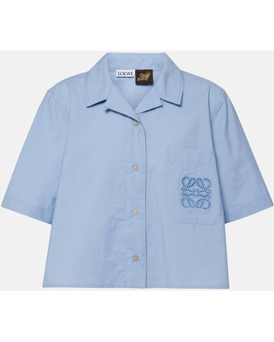 Loewe Paula's Ibiza Anagram Cropped Shirt - Blue