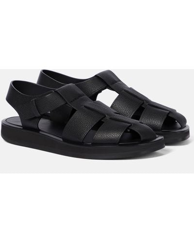 The Row Fisherman Woven Textured-leather Sandals - Black