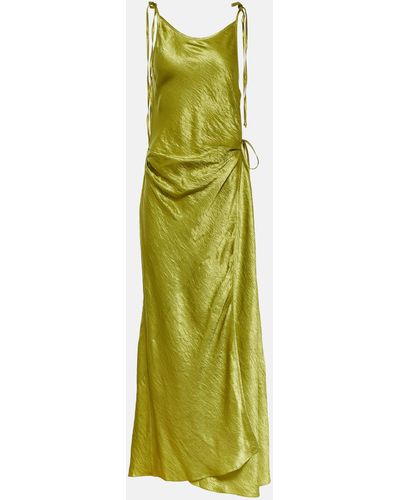 Acne Studios Wrap Satin Maxi Dress - Green