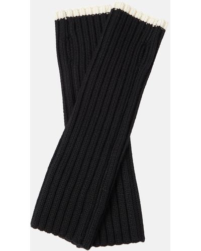 Totême Ribbed-knit Wool Gloves - Black