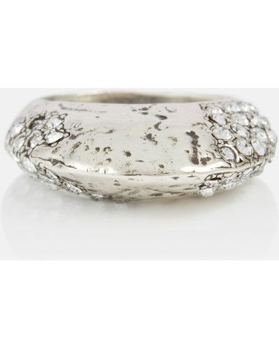 Saint Laurent Bumpy Embellished Ring - White