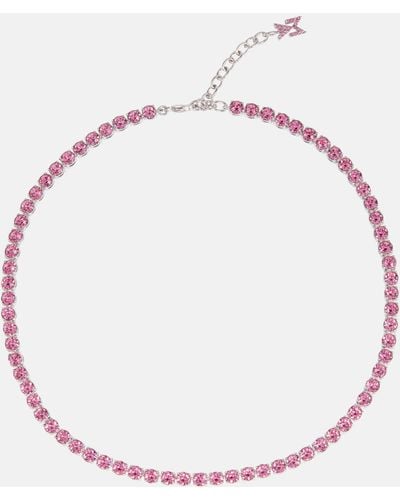 AMINA MUADDI Tennis Crystal-embellished Necklace - Pink