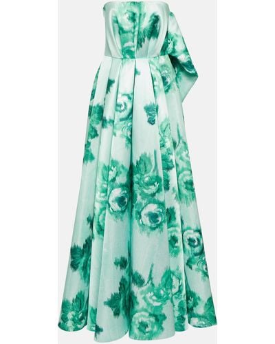 Emilia Wickstead Merope Strapless Floral Gown - Green