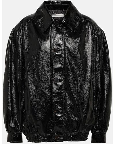 Alessandra Rich Oversized Leather Jacket - Black