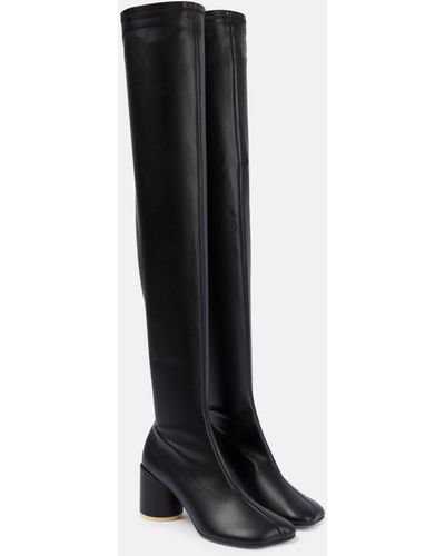 MM6 by Maison Martin Margiela Faux Leather Over-the-knee Boots - Black