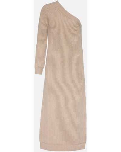 Max Mara Capsula Wool And Cashmere Midi Dress - Natural