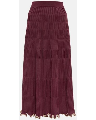 Jonathan Simkhai Malia Ribbed-knit Midi Skirt - Purple