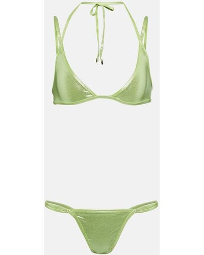The Attico Halterneck Bikini Top - Green