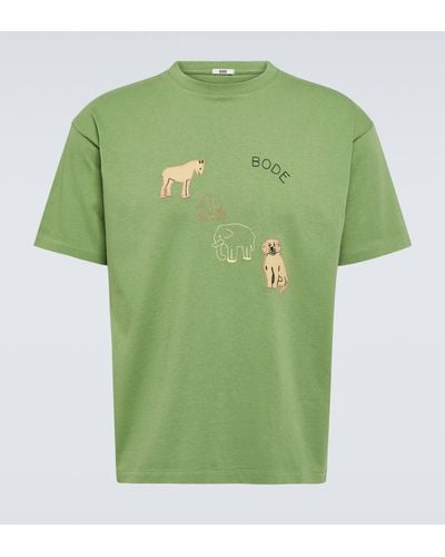 Bode Tiny Zoo Applique Cotton T-shirt - Green