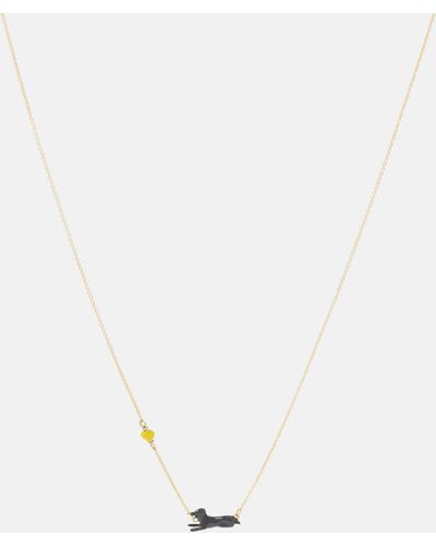 Aliita Perrito Pelota 9kt Gold Pendant Necklace - White