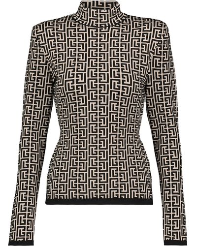 Balmain Monogram Wool-blend Sweater - Black
