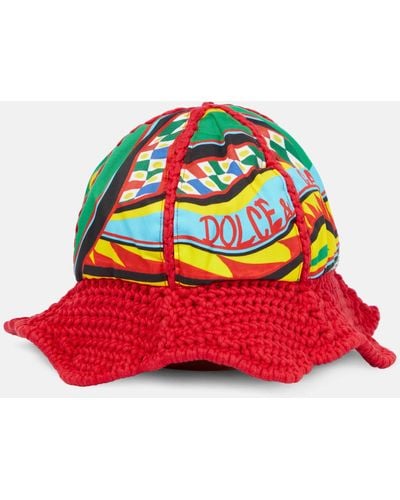 Dolce & Gabbana Carretto Cotton-blend Bucket Hat - Red