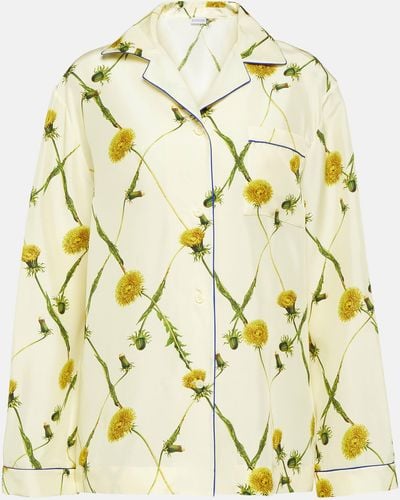 Burberry Floral Silk Poplin Pyjama Shirt - Metallic