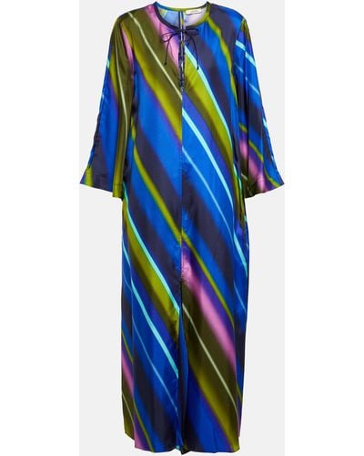 Dorothee Schumacher Citylight Stripes Silk-twill Midi Dress - Blue