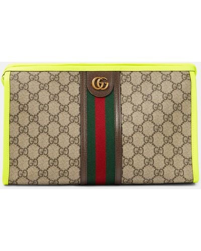 Gucci Ophidia GG Leather-trimmed Makeup Bag - Metallic