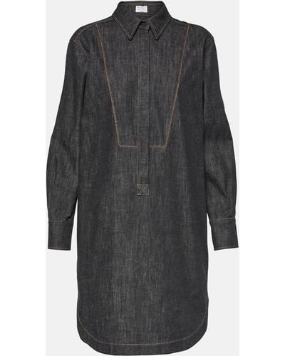 Brunello Cucinelli Denim Shirt Dress - Grey