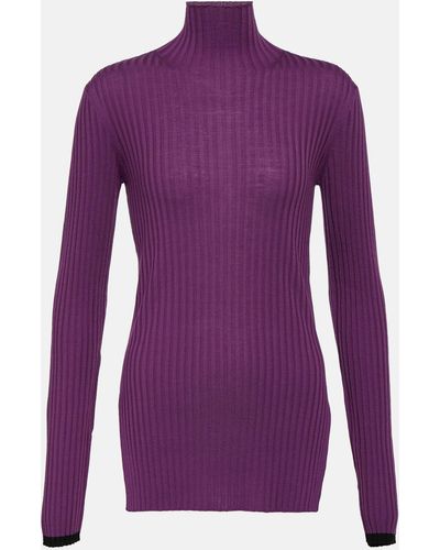 Plan C Ribbed-knit Wool Sweater - Purple