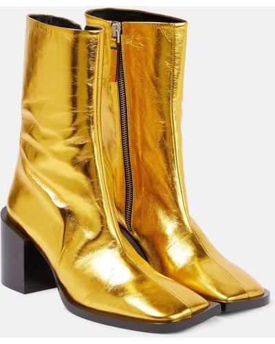 Jil Sander Metallic Leather Ankle Boots - Yellow