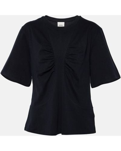 Isabel Marant Zeren Draped Cotton Jersey T-shirt - Black