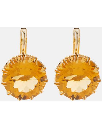 Ileana Makri Crown Medium 18kt Gold Earrings With Citrines - Metallic