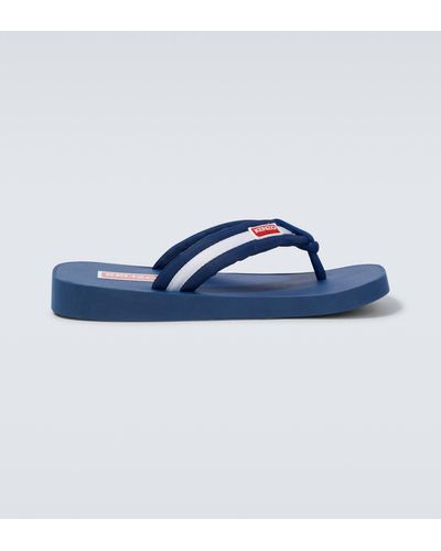 KENZO Logo Striped Thong Sandals - Blue