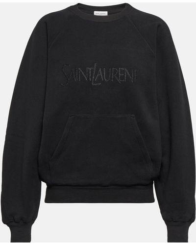 Saint Laurent Logo Cotton Sweatshirt - Black