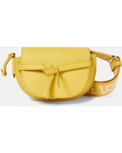Loewe Gate Dual Mini Leather Shoulder Bag - Yellow