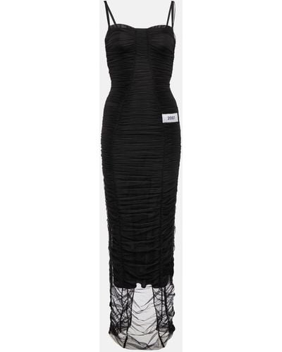 Dolce & Gabbana X Kim Ruched Tulle Maxi Dress - Black