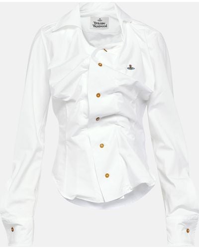 Vivienne Westwood Drunken Gathered Cotton Poplin Shirt - White