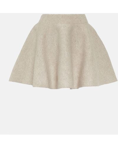 Alaïa Flared Wool-blend Miniskirt - Natural