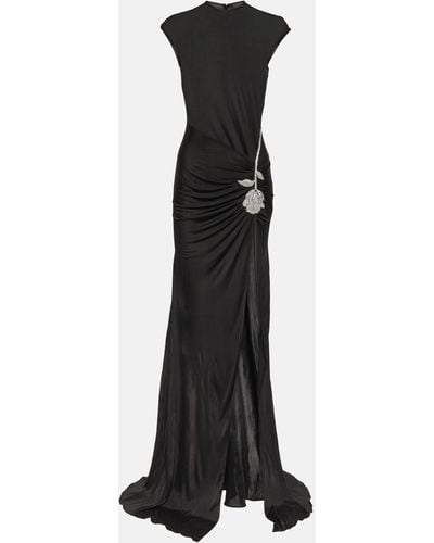 David Koma Crystal-embellished Jersey Gown - Black