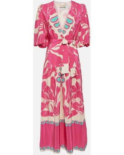 Adriana Degreas Puff-sleeve Silk Maxi Dress - Pink
