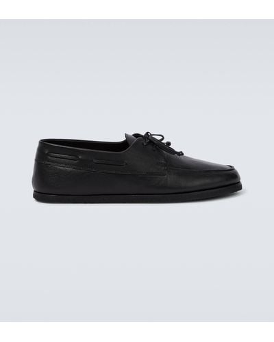 The Row Sailor Leather Loafers - Black