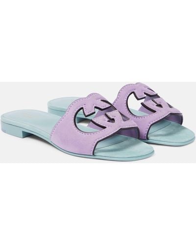 Gucci Suede Interlocking G Sandals - Purple