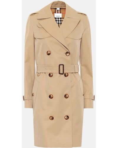 Burberry Islington Double-breasted Logo Trench Coat - Natural